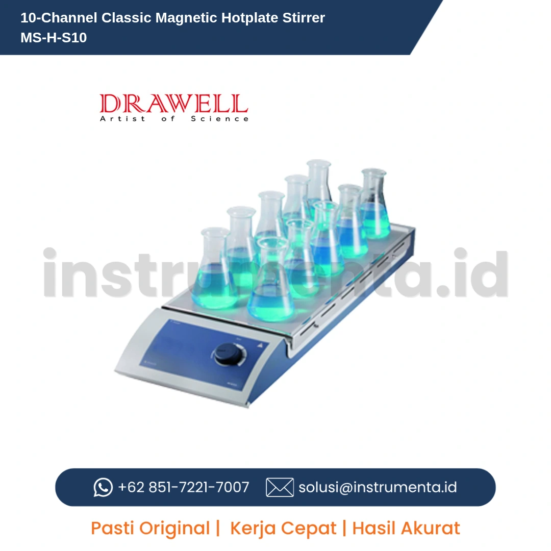 Distributor Resmi 10-Channel Classic Magnetic Hotplate Stirrer MS-H-S10 Ready Stock